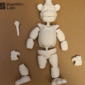 White 3D Printed Freddy From The Fnaf Movie Toy Parts (Hands And Leg Are Broken)